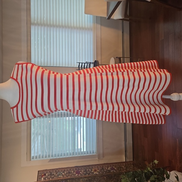 Nautical Striped Stretch A Line Midi Dress Red White Womens Size Large - Picture 1 of 8